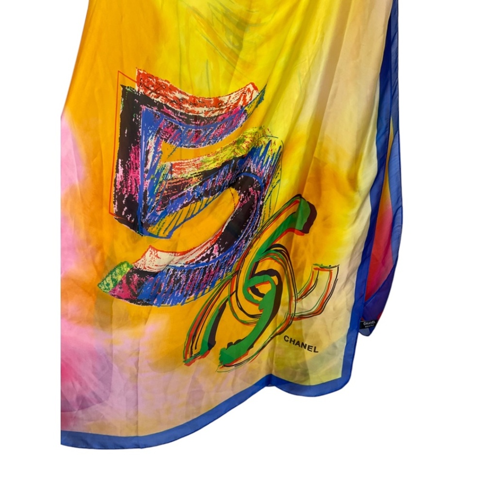 CHANEL Multicolor No.5 Perfume Bottle Silk Scarf - Picture 10 of 15